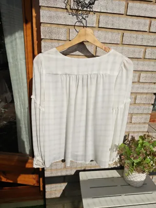 Blusa Zara Blanca Manga Larga