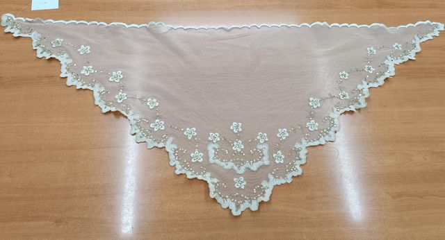 Pico Fallera Tul Bordado Beige y Lentejuelas Oro