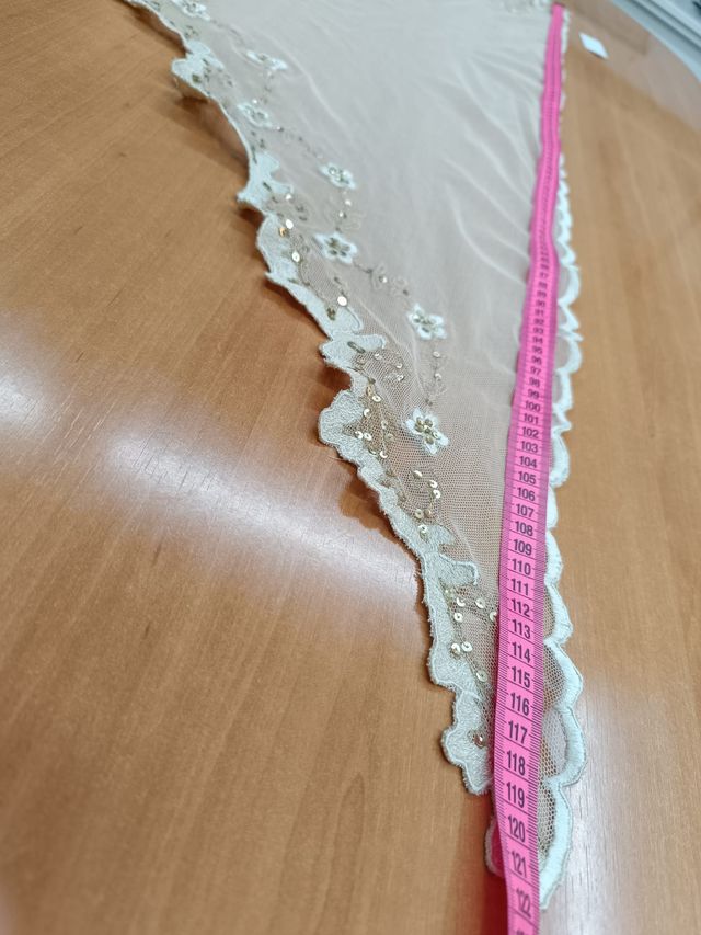 Pico Fallera Tul Bordado Beige y Lentejuelas Oro