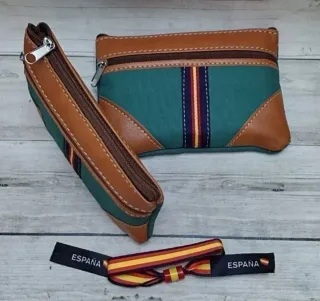 OFERTA! MONEDERO LONA/ PIEL VERDE + REGALO PULSERA