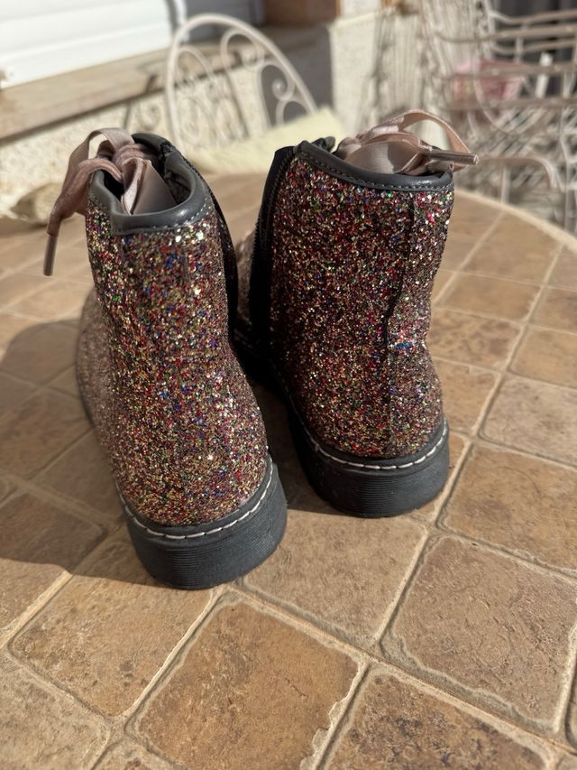 Botas niña purpurina oro y rosa