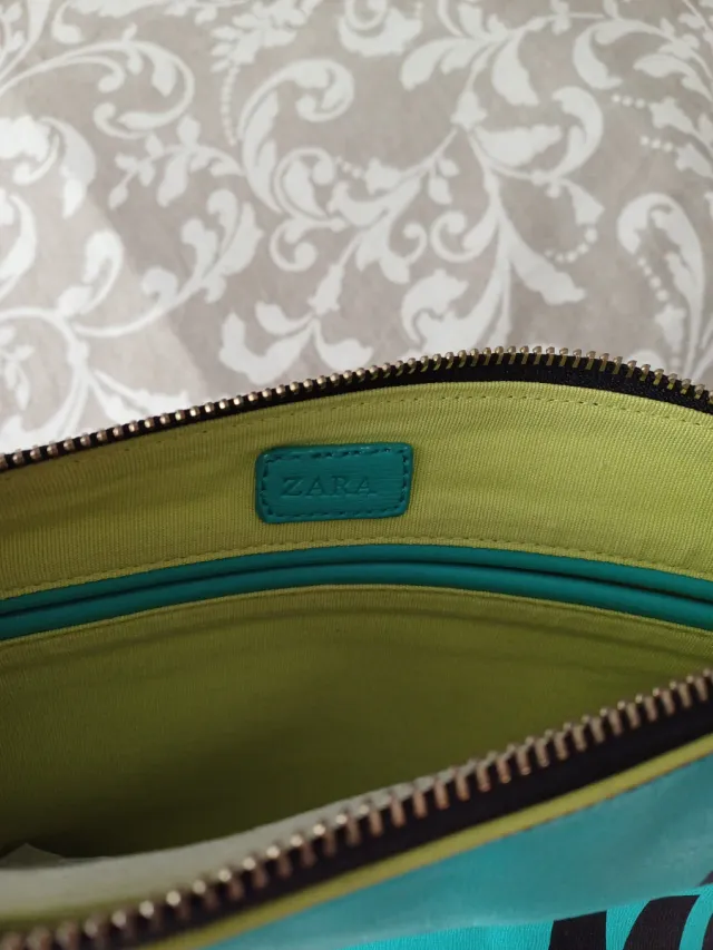Bolso de mano Zara Teal y Negro