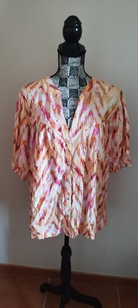 Blusa Cortefiel mujer naranja y rosa