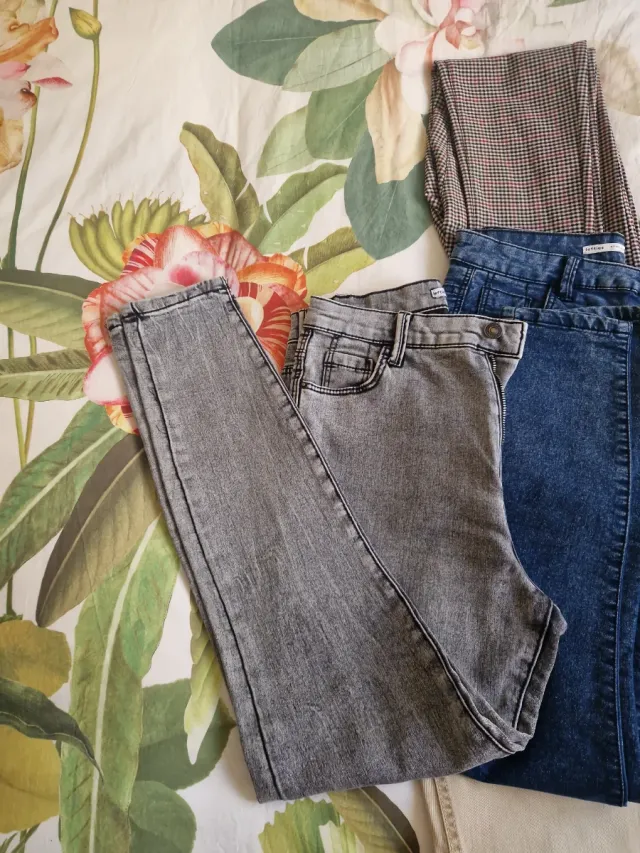 Pack 4 pantalones: beige, azul, gris, cuadros