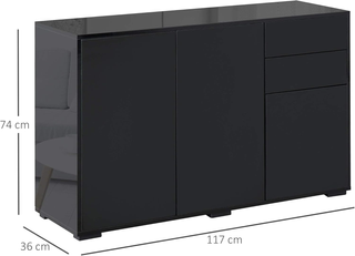 Mobiletto Multiuso Nero con 2 Cassetti e 2 Armadie