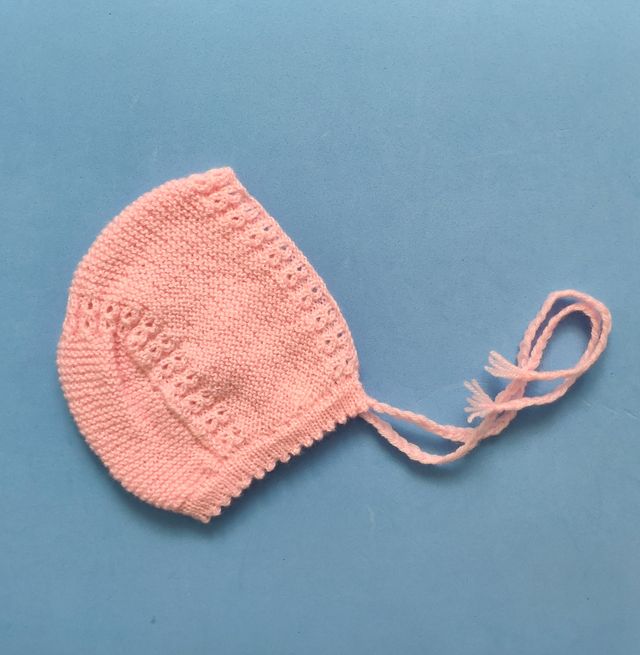 Capota de lana rosa bebé 9 a 12 meses