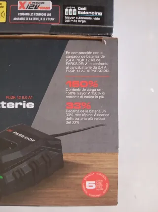 Parkside 12V Batería 5Ah y Cargador 6A