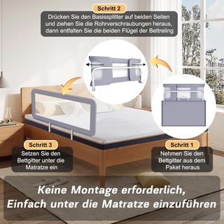 Barandilla Cama Portátil 150cm Gris