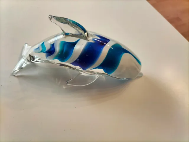 Delfín cristal Murano azul y transparente