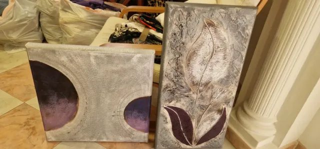 2 Cuadros Plata Abstractos