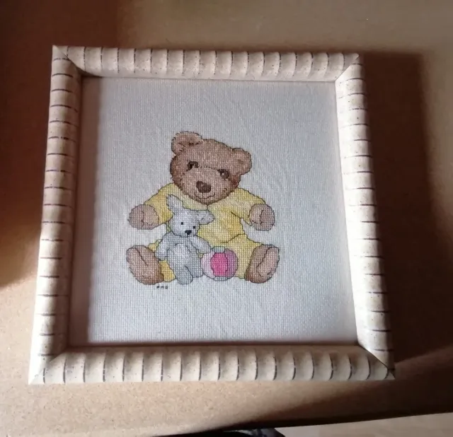 3 Cuadros Infantiles Punto de Cruz Ositos