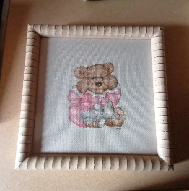 3 Cuadros Infantiles Punto de Cruz Ositos