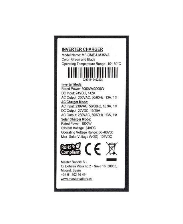 Master U-Power Inverter Caricabatterie Ibrido UM 3000W