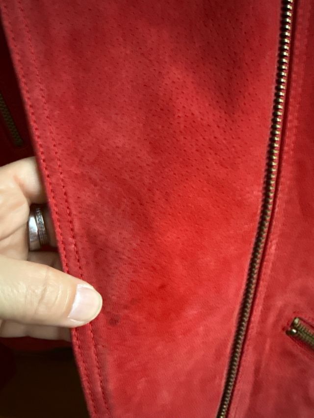 Cazadora Piel Mango Roja Talla XS