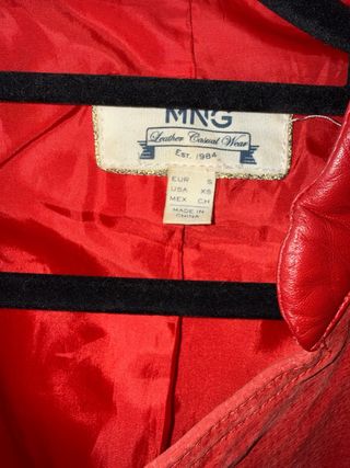 Cazadora Piel Mango Roja Talla XS