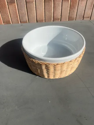 Pirofila ceramica con cestino vimini