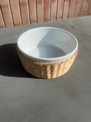 Pirofila ceramica con cestino vimini