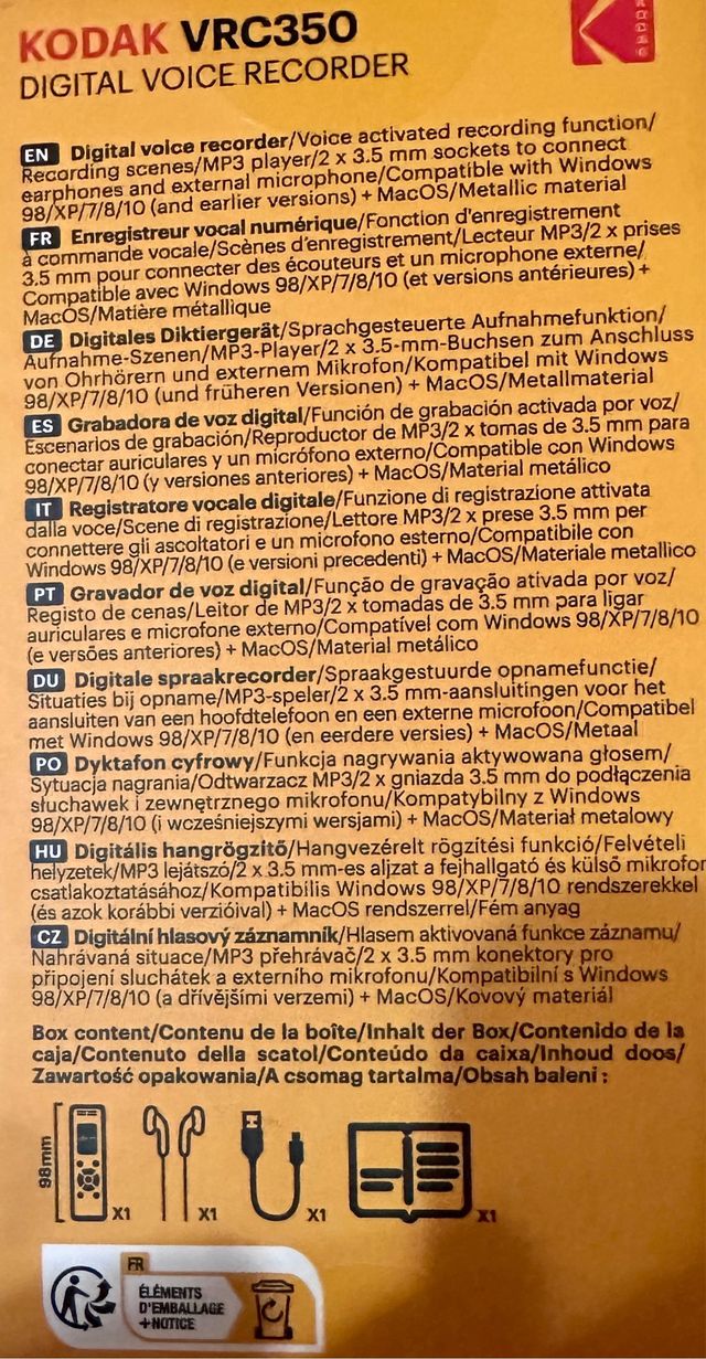 Grabadora Digital Kodak VRC350 Sin Estrenar