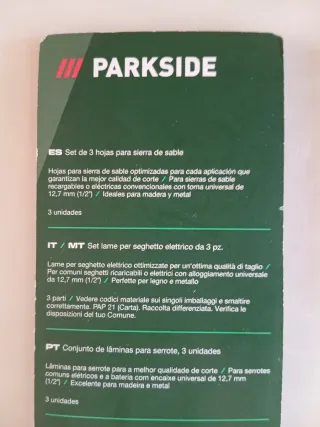 Parkside Set 9 Hojas Sierra Sable