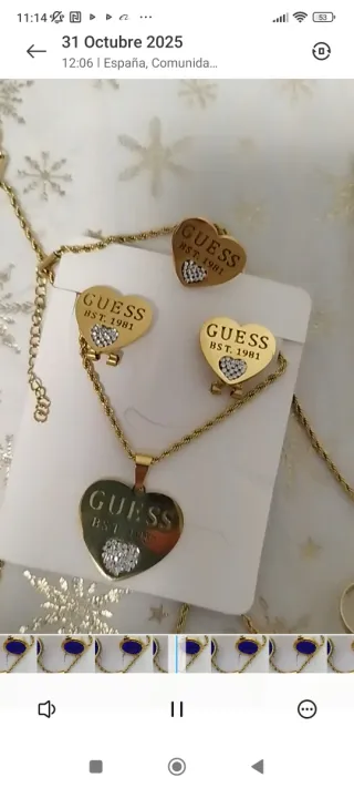 Conjunto Chapado Oro y Rojo