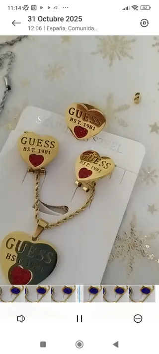 Conjunto Chapado Oro y Rojo