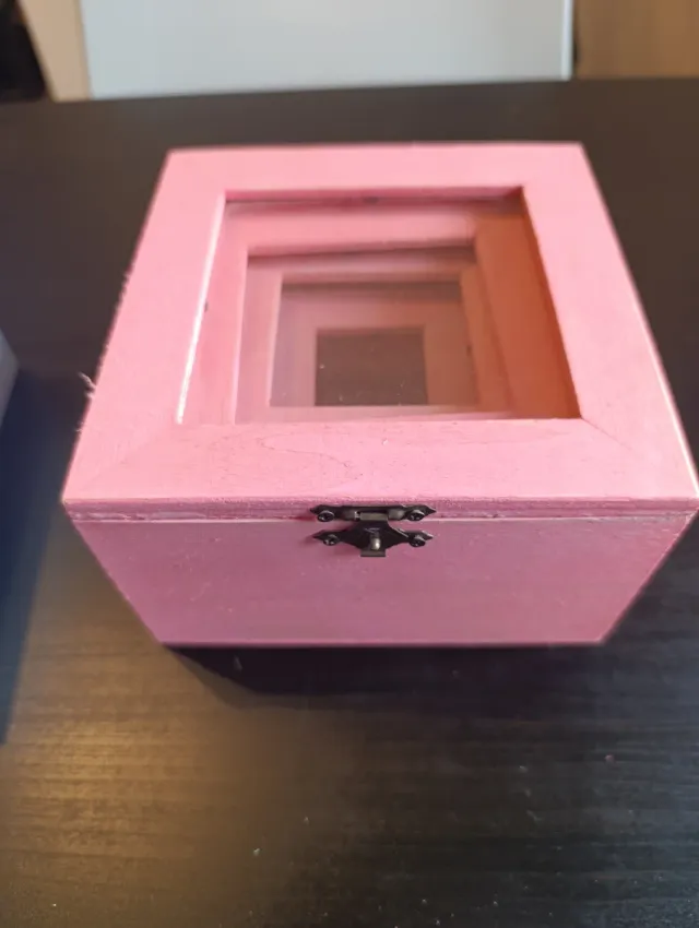 Juego 4 cajitas de madera con tapa marco cristal