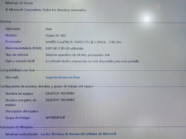 PC Desktop Acer i5 SSD