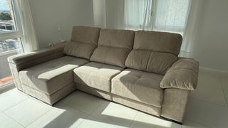 Sofá cheslong 3m x 1,60m tela beige