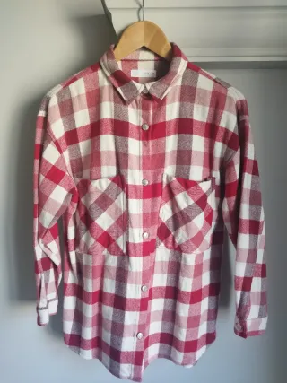 Camisa de cuadros roja y beige
