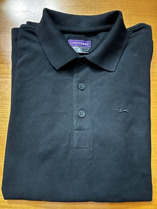 Polo Longchamp Negro Manga Larga Talla M