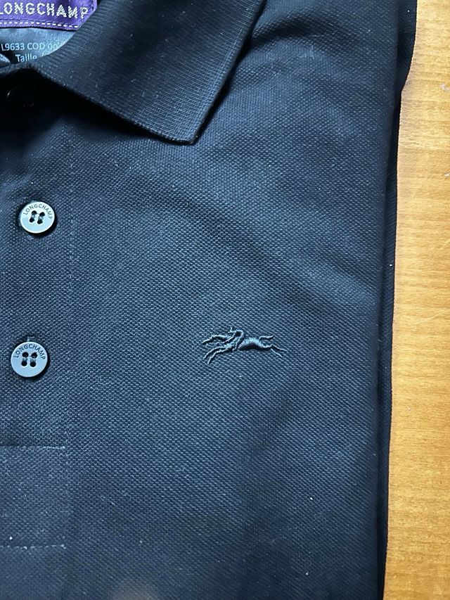 Polo Longchamp Negro Manga Larga Talla M