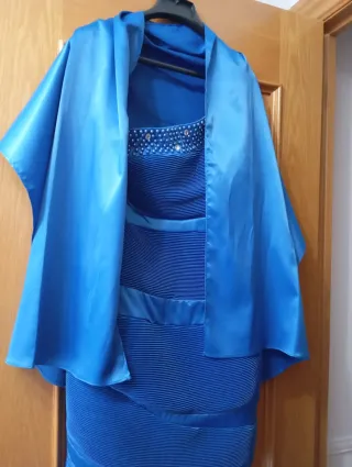 Vestido fiesta azul T42 con foular