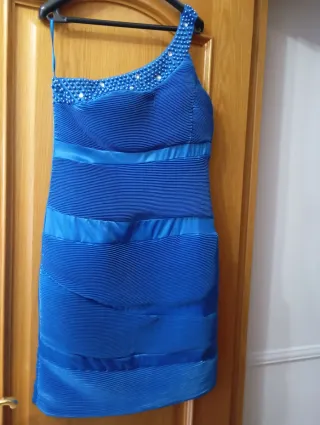 Vestido fiesta azul T42 con foular