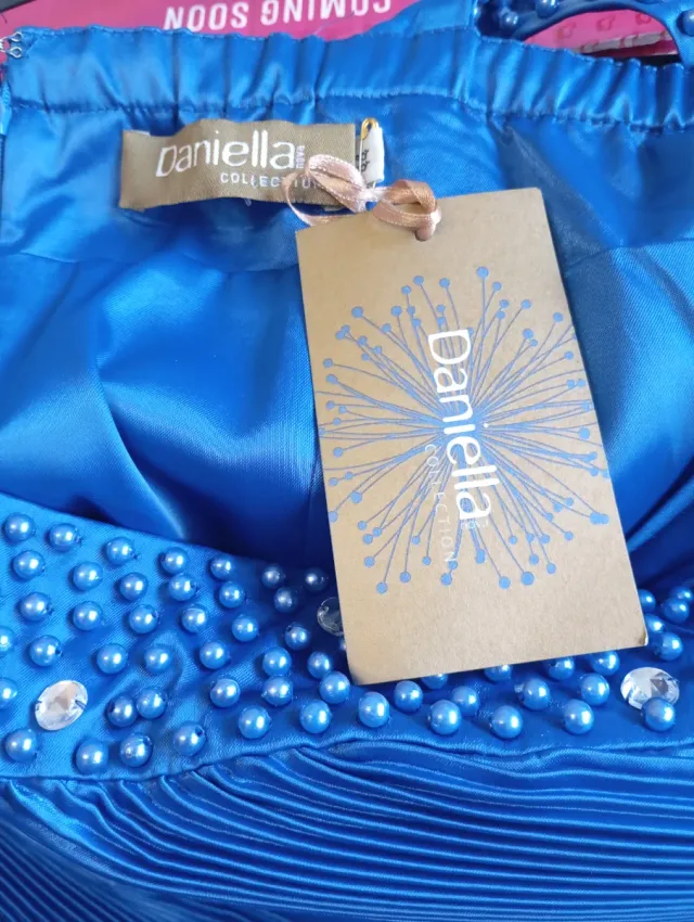 Vestido fiesta azul T42 con foular