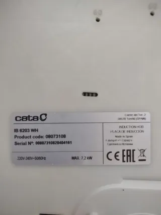 Placa de inducción Cata blanca