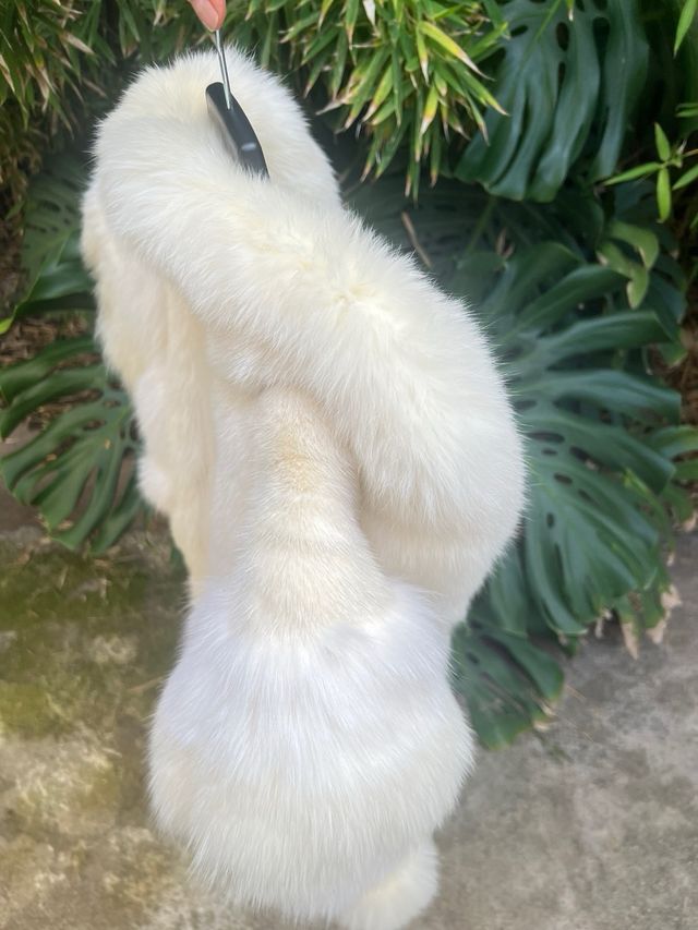 Abrigo de pelo blanco talla única