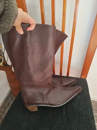 Botas de piel marrón talla 39 caña ancha