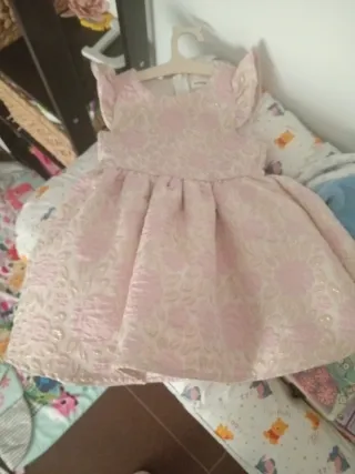 Vestido rosa y dorado para bebé Talla 2-3 años