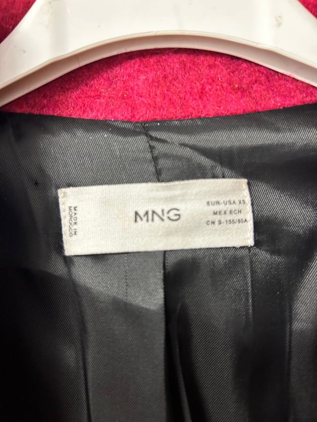 Abrigo Mango oversize paño rosa talla S