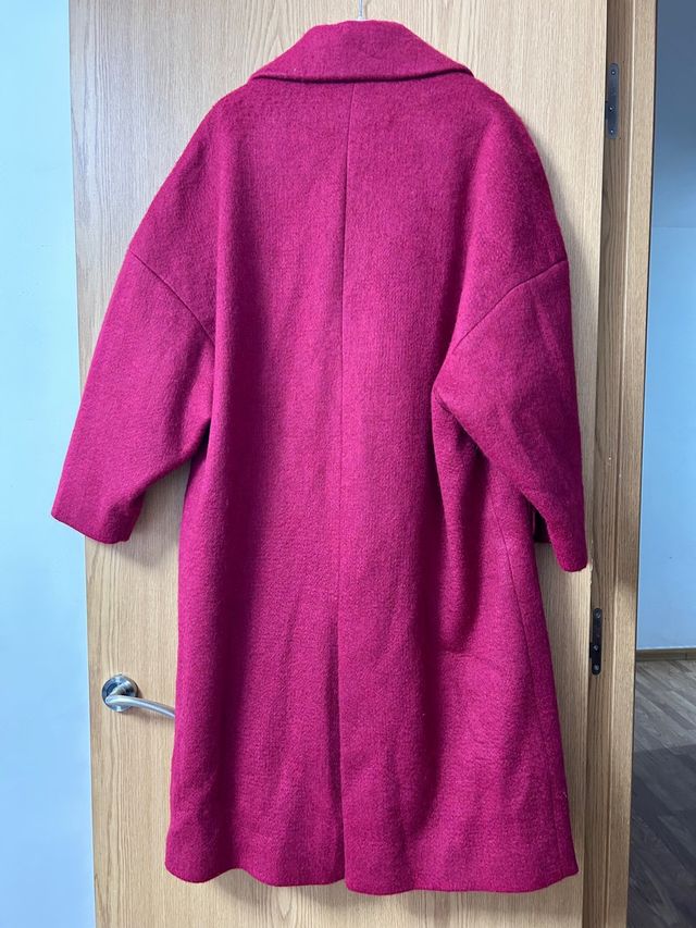 Abrigo Mango oversize paño rosa talla S