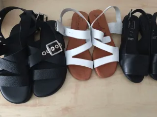 3 Sandalias Verano Piel Negra y Blanca