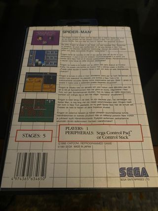 Spider-Man Master System SEGA Acción