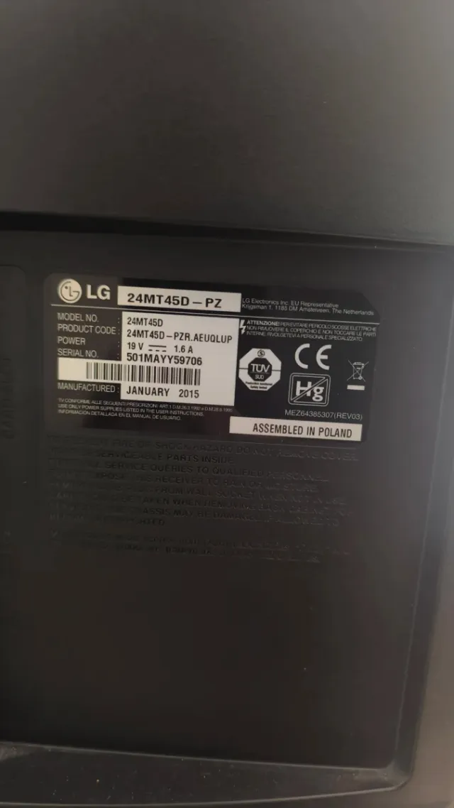 Monitor TV LG 24MT45D-PZ + Accessori