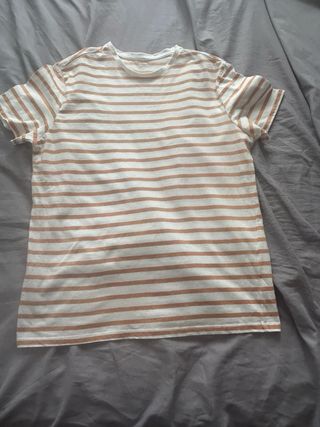 Lote 2 camisetas rayas marrones y blancas