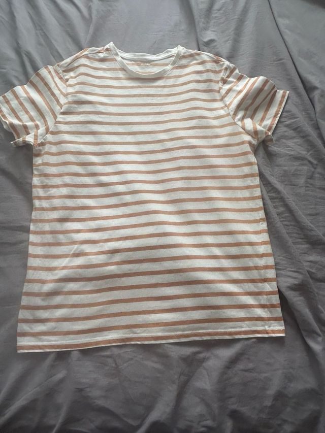 Lote 2 camisetas rayas marrones y blancas