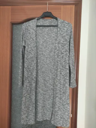 Chaqueta larga gris jaspeada