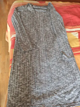 Chaqueta larga gris jaspeada