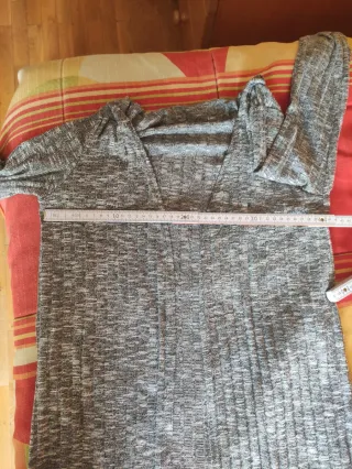 Chaqueta larga gris jaspeada