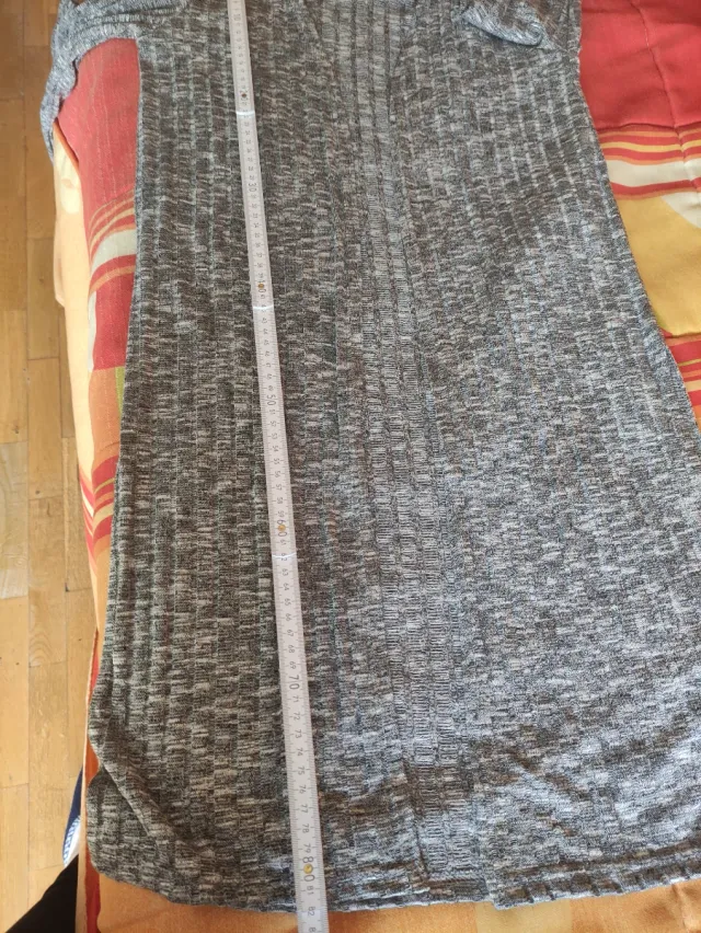 Chaqueta larga gris jaspeada