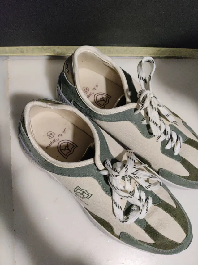 Zapatillas A la Vaquera Talla 42 Beige/Verde